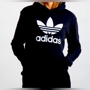 Adidas Black Medium Hoodie Pullover Sweatshirt Center Logo